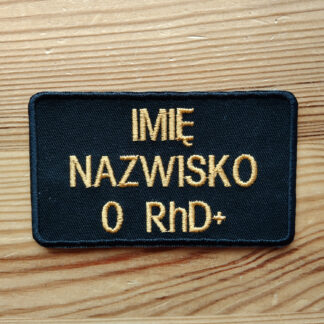 Naszywka OSP Imiennik z Grupą Krwi Kolor Złoty